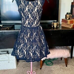Navy Lace Sleeveless Dress